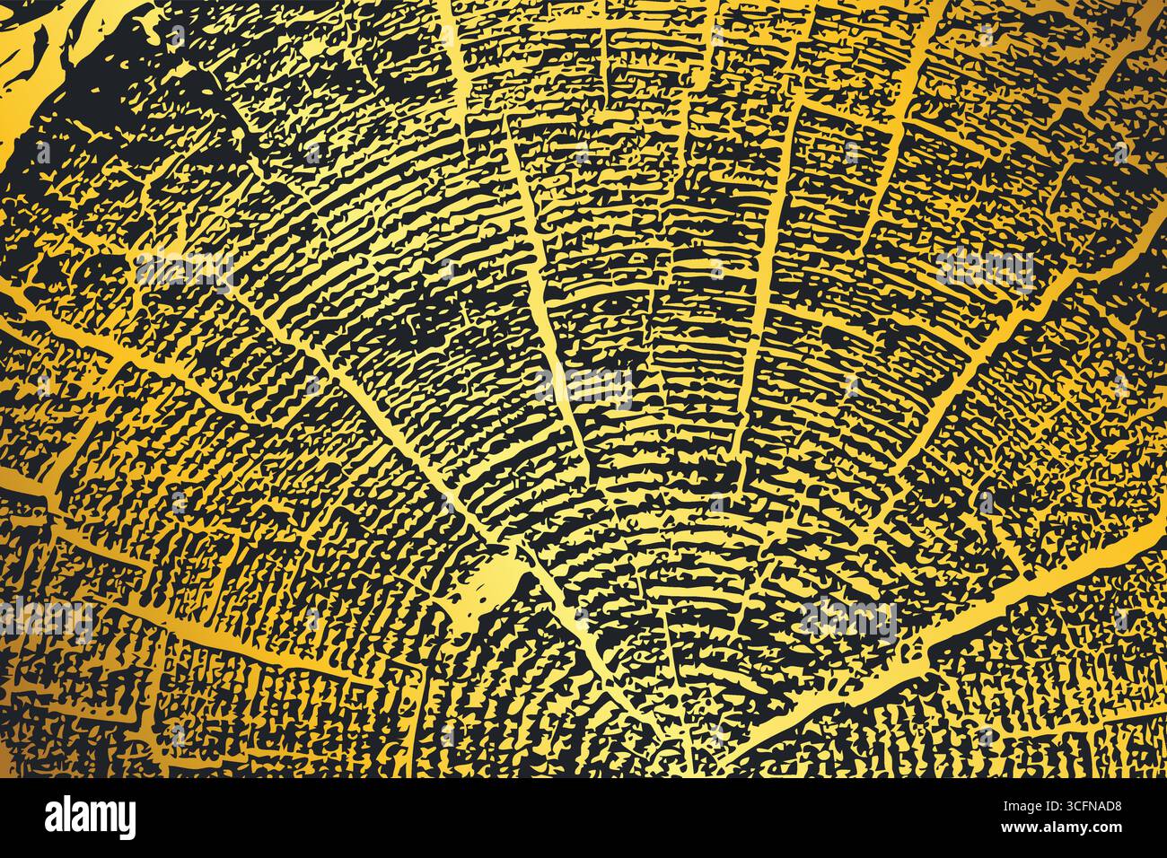 High resolution illustration of gold tree trunk cross section with ...
