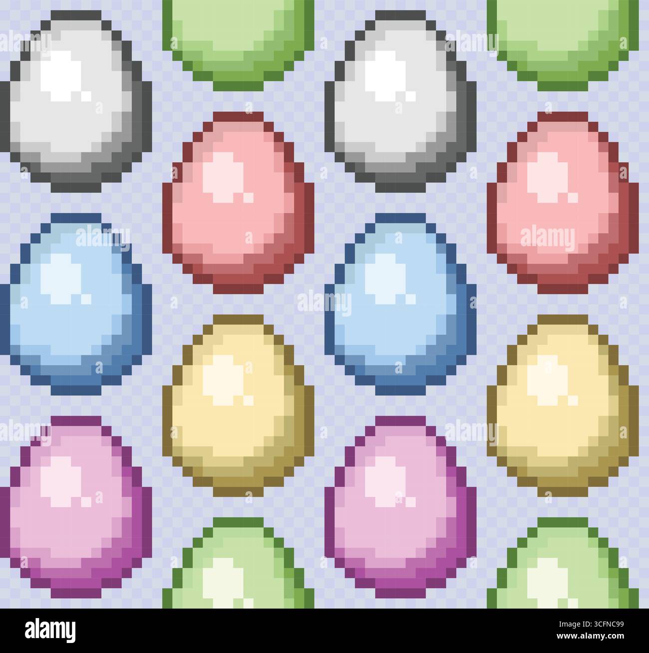 Seamless background with colored pixel eggs. Stock Vector