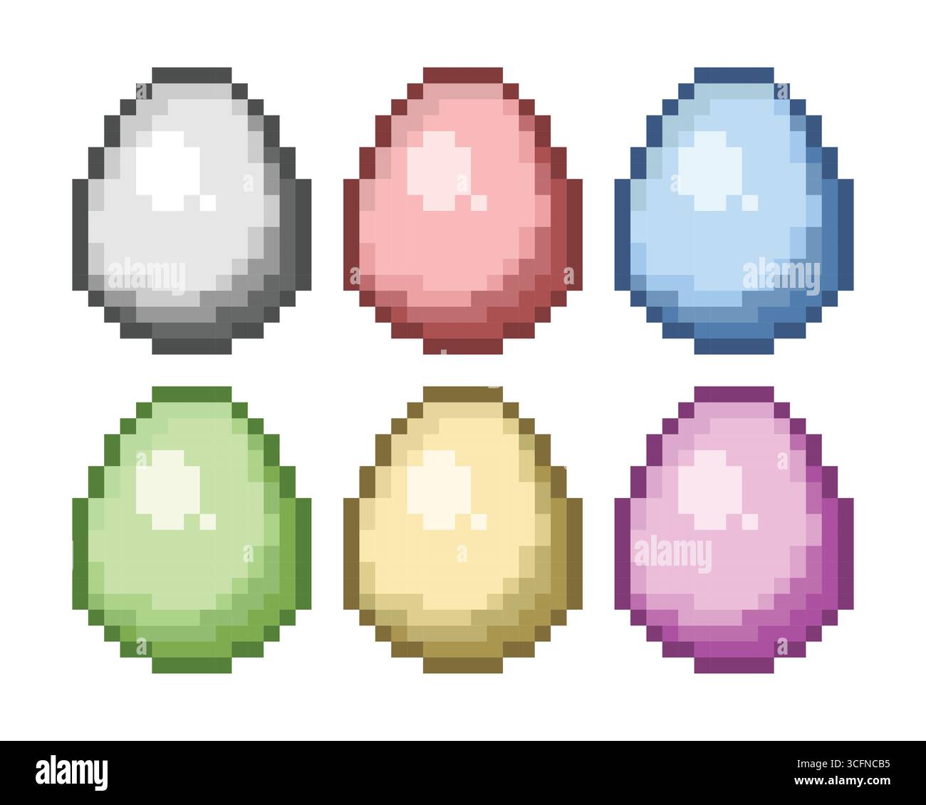 The set of colored pixel eggs. Stock Vector