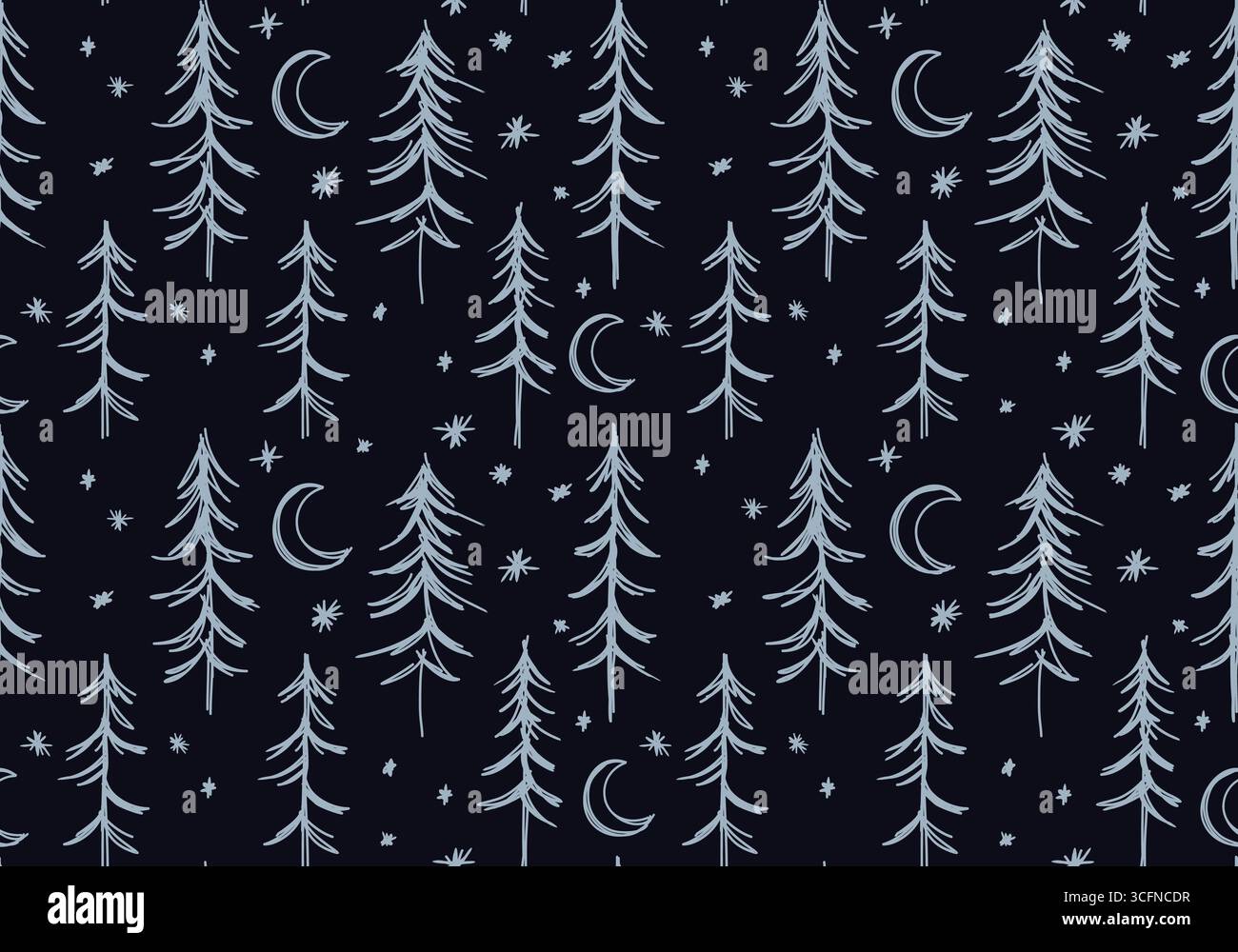 Seamless background with moon and night forest. Stock Vector