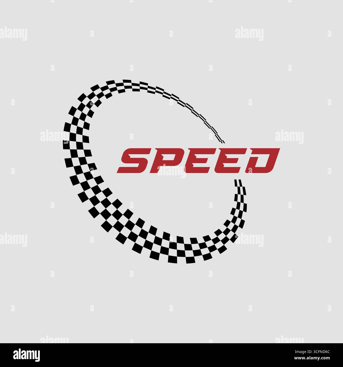 Vector racing emblem featuring a circular checkered flag design, bold ...