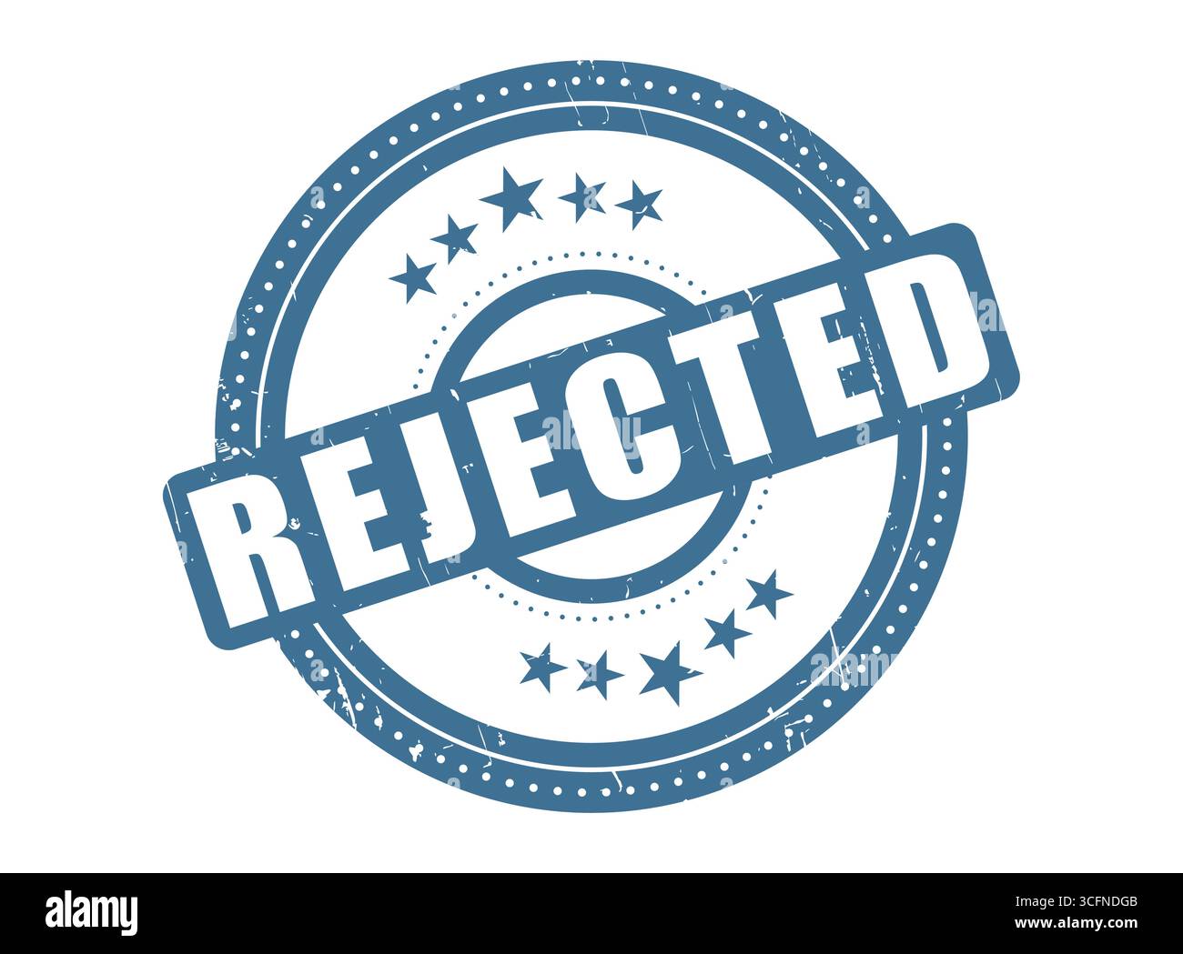 A Rejected Rubber Stamp Seal with a Dotted Circle Stock Vector