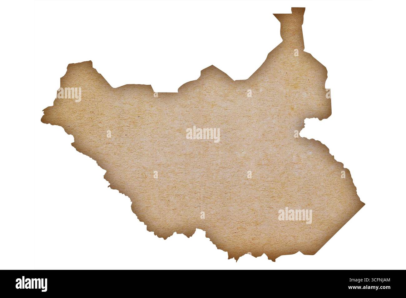 Accurate and detailed map of South Sudan on grunge paper Stock Photo ...