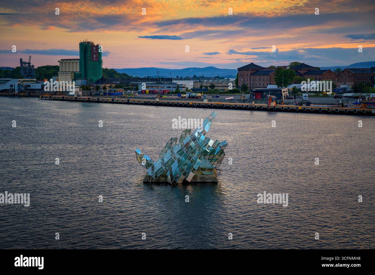 Public Floating sculpture by Monica Bonvicini in Oslo Fjord, Norway Stock Photo