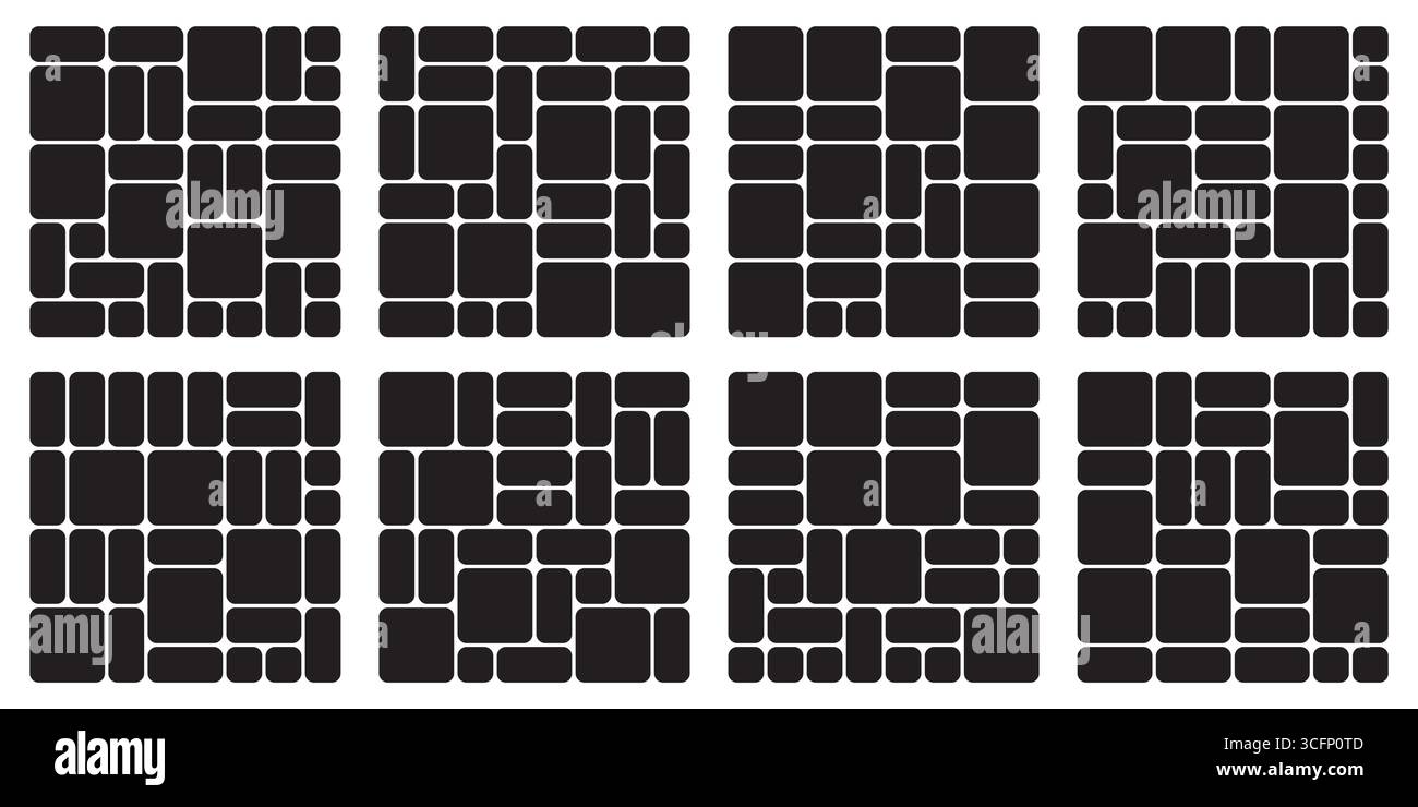 Square Grid Stack Tiling Pattern Bento grid vector square layouts. Geometric tiles pattern for photo ...