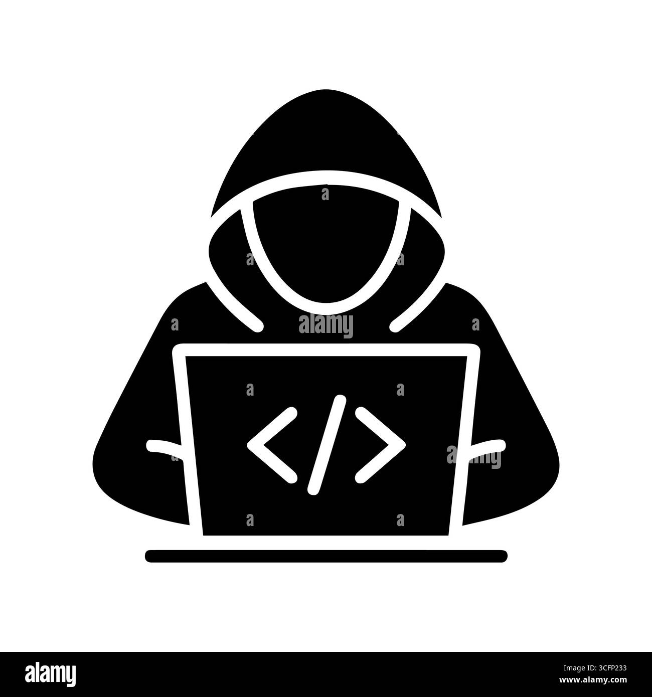 Computer hacker icon with laptop silhouette vector Stock Vector Image ...