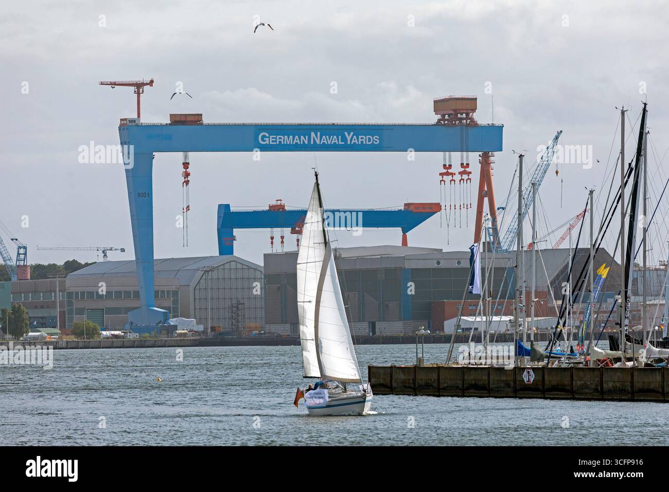 German Naval Yards, sailing boat, Kiel, Schleswig-Holstein, Germany Stock Photo