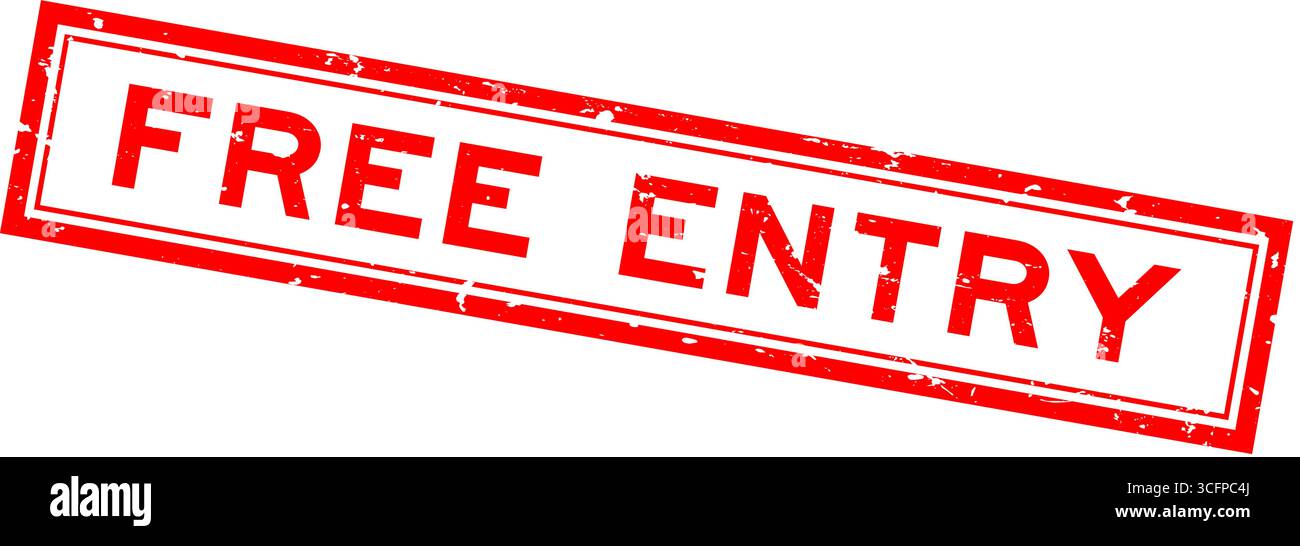 Grunge red free entry word rsquare ubber seal stamp on white background Stock Vector