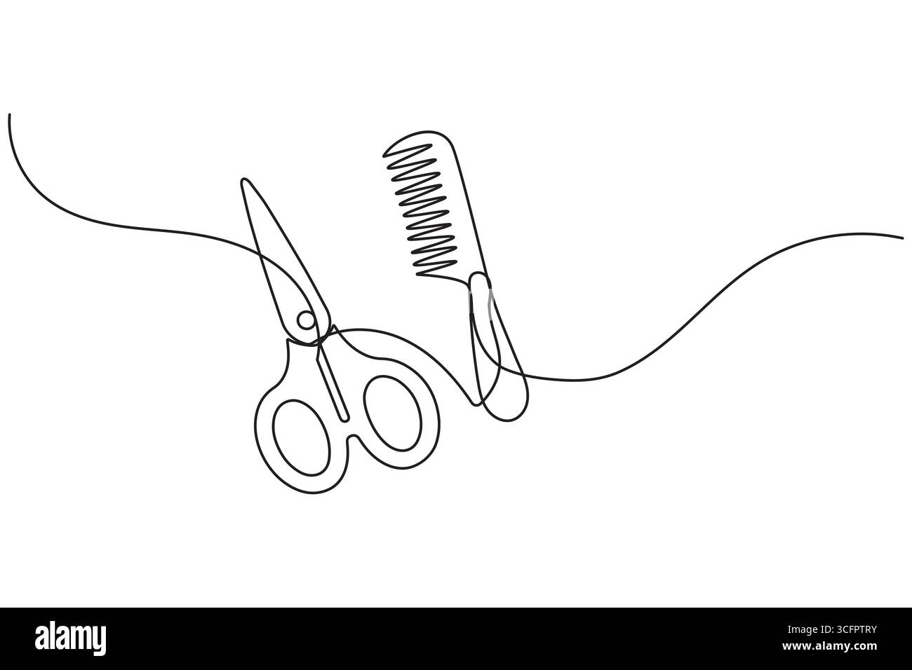 Scissors continuous one line drawing minimalist outline vector illustration Stock Vector