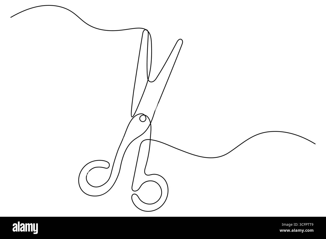Scissors continuous one line drawing minimalist outline vector illustration Stock Vector