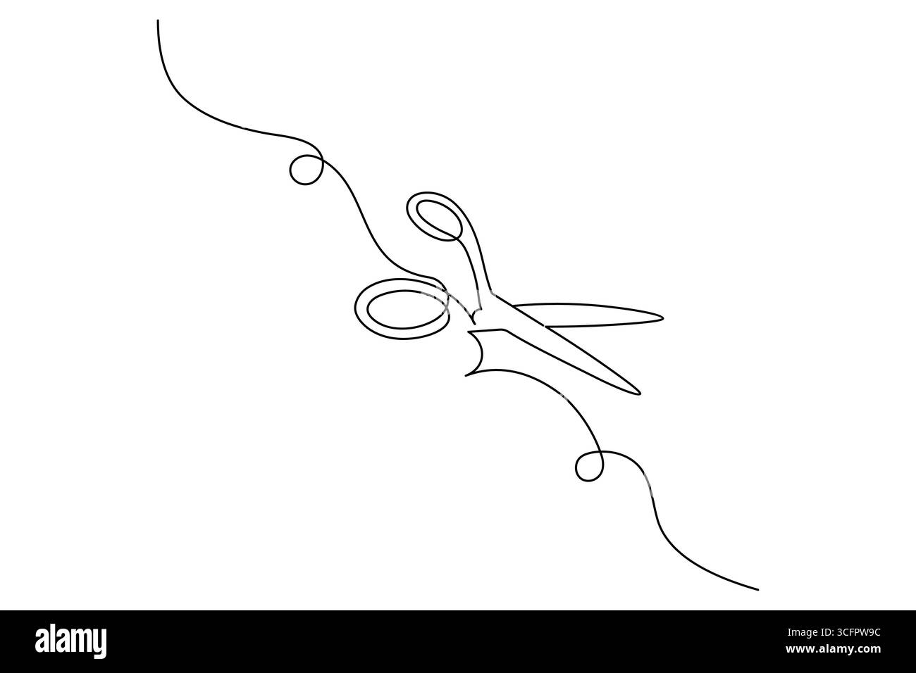Scissors continuous one line drawing minimalist outline vector ...