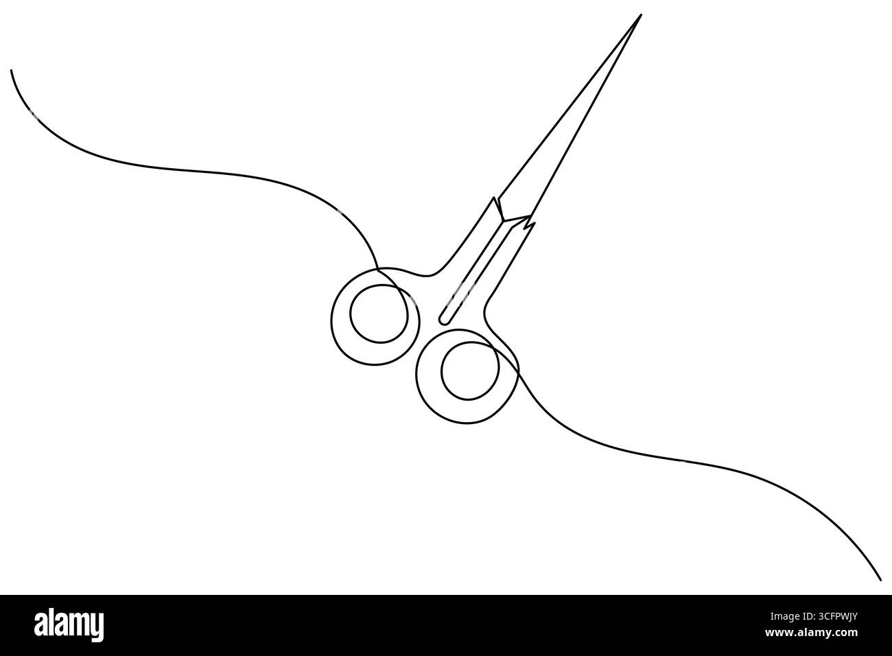 Scissors continuous one line drawing minimalist outline vector illustration Stock Vector