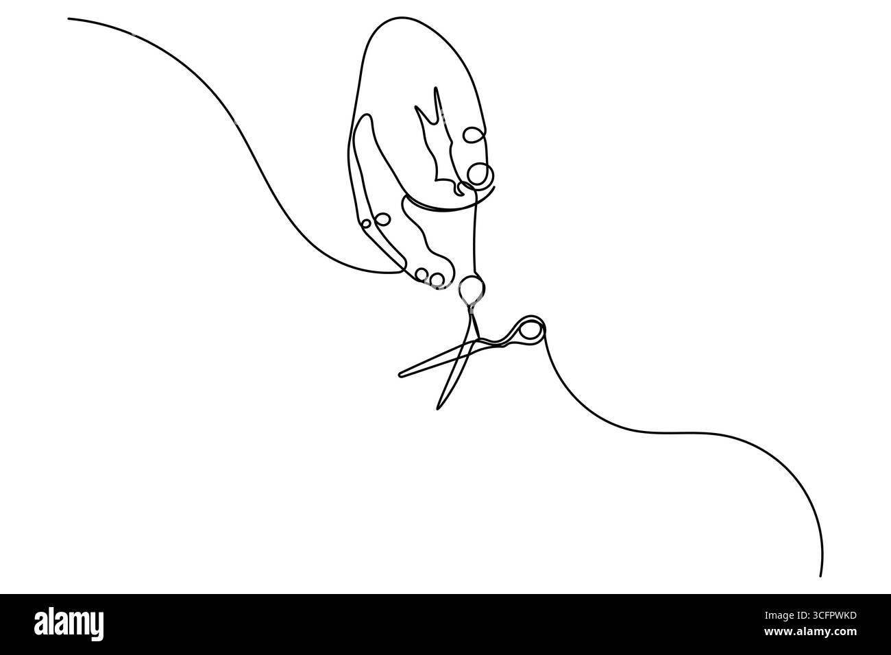 Scissors continuous one line drawing minimalist outline vector illustration Stock Vector