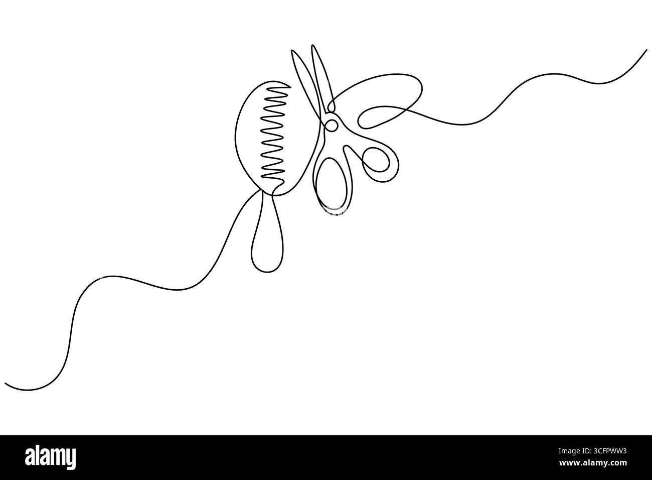 Scissors continuous one line drawing minimalist outline vector ...