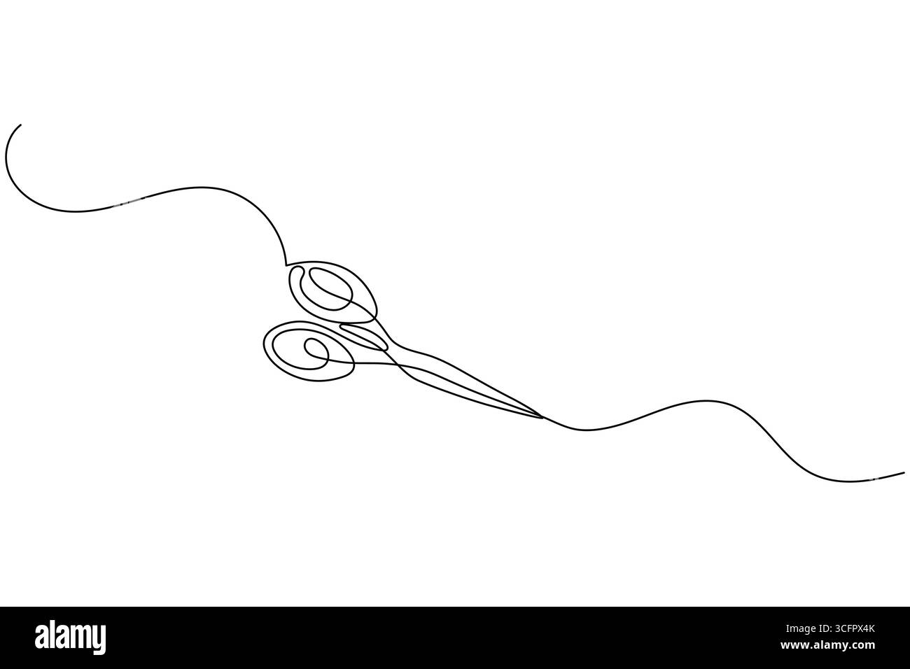 Scissors continuous one line drawing minimalist outline vector illustration Stock Vector