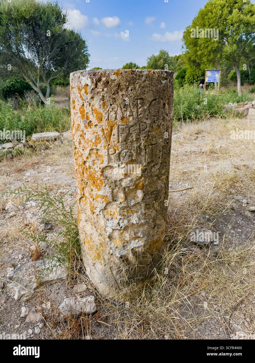 Archaeological Roman Milestone Marker Carved With Latin Letters Archaeological Roman Milestone Marker Carved With Latin Letters