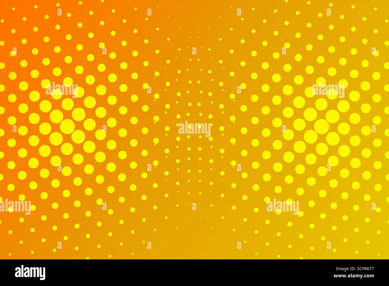 Abstract background halftone yellow circle pattern on gradient orange background, vector illustration Stock Vector