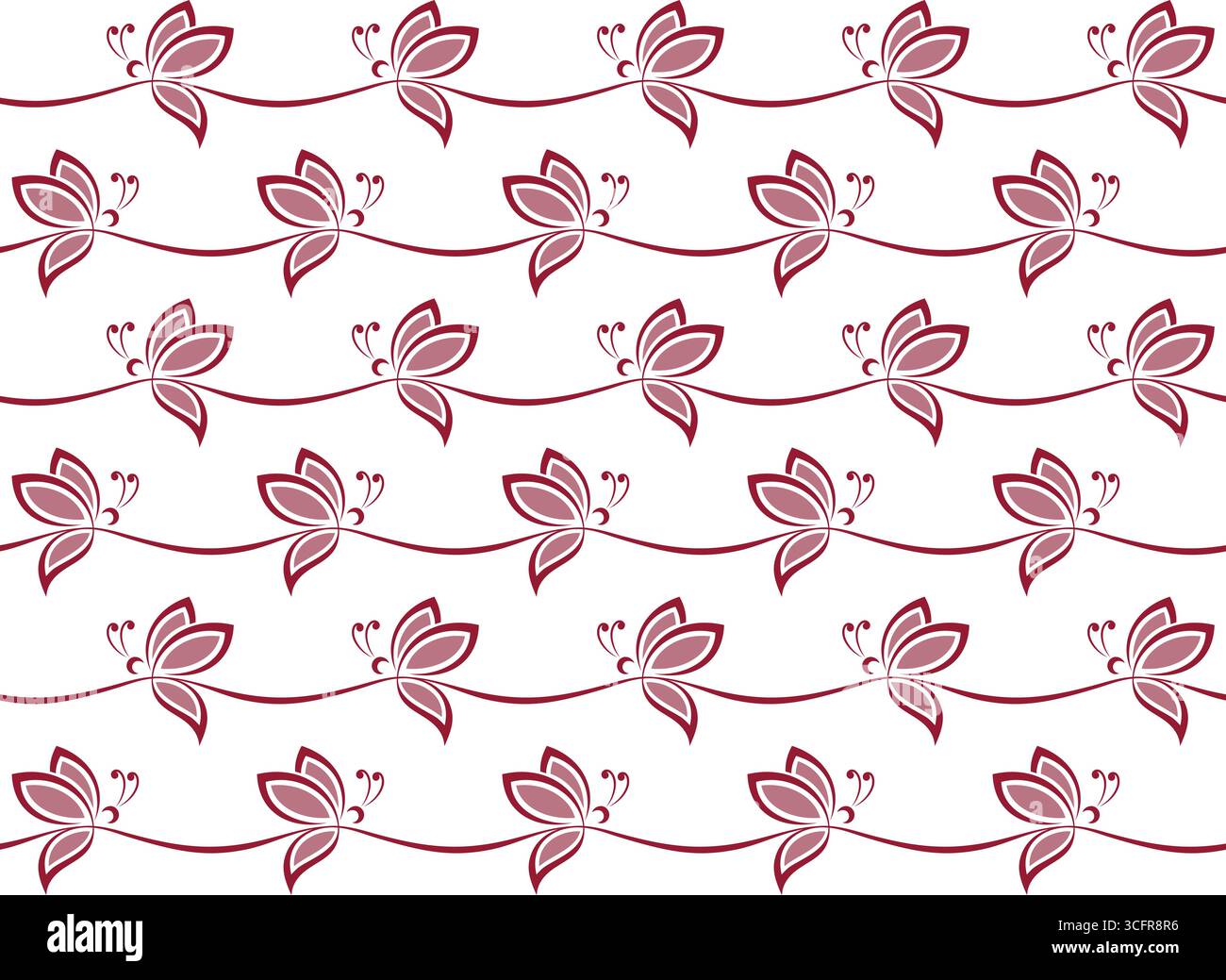The seamless background with red butterflies. Stock Vector