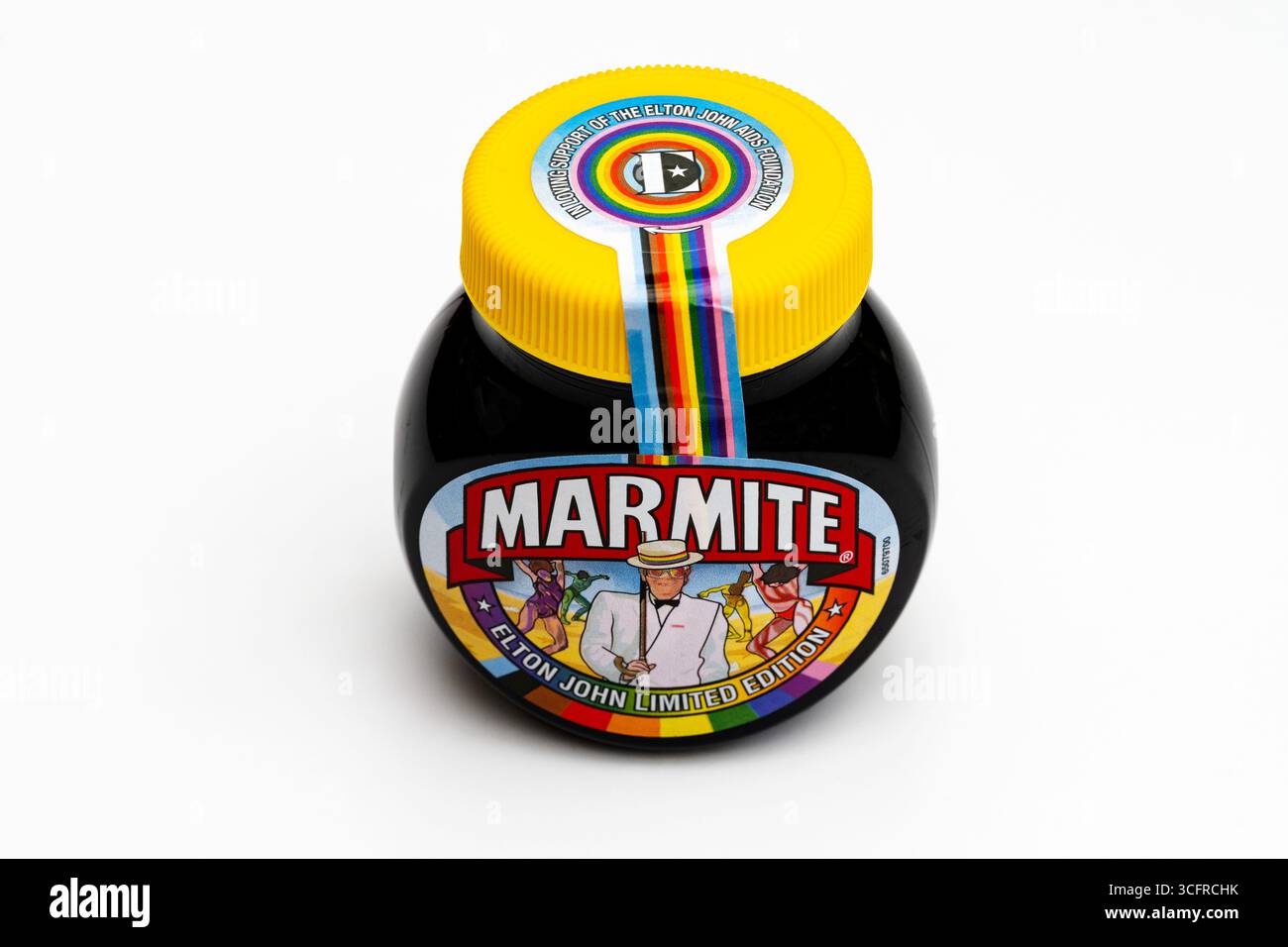 Elton John limited edition Marmite Stock Photo