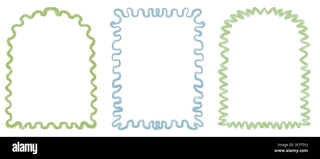 Scalloped And Wavy Rectangular Frames Set Stock Photo - Alamy