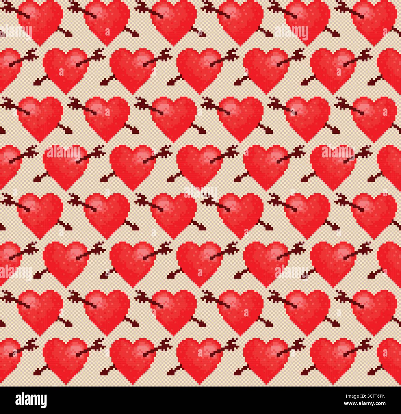 The seamless red background with hearts. Stock Vector