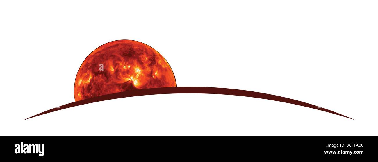 The red sun globe symbol. Stock Vector