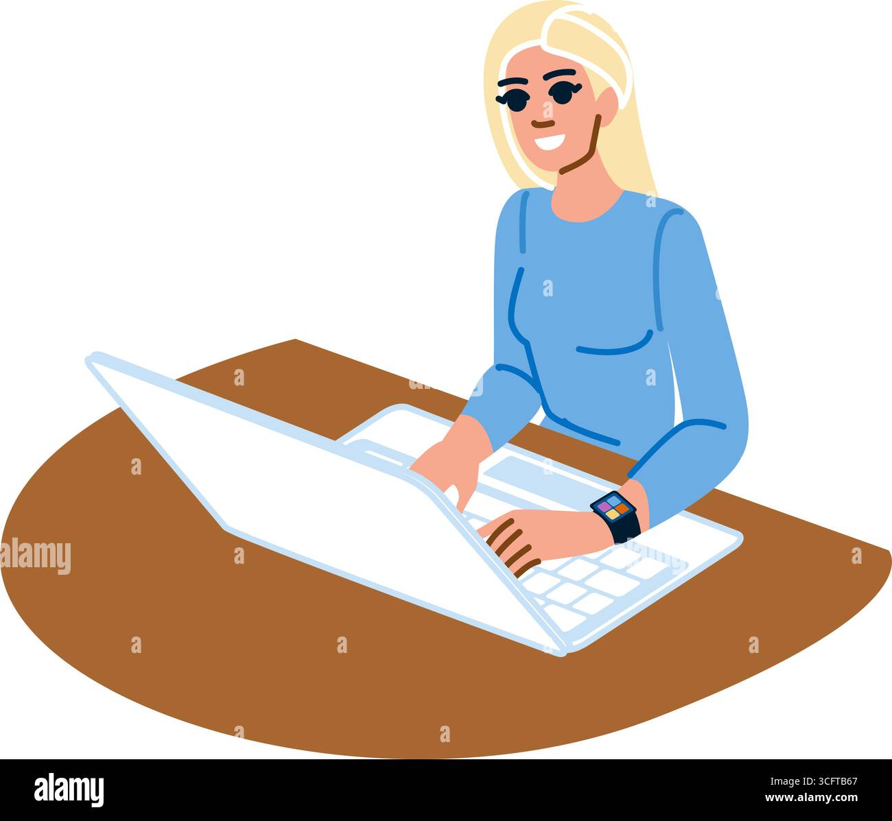Blind woman working on laptop using assistive technology Stock Vector ...