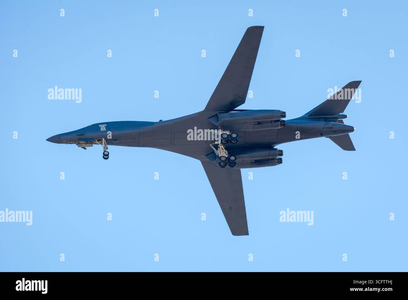 Rockwell B-1B Lancer serial 85-0075, nicknamed Scorpion Pride, assigned to the 419th Test Wing at Edwards Air Force Base, Southern California. Stock Photo