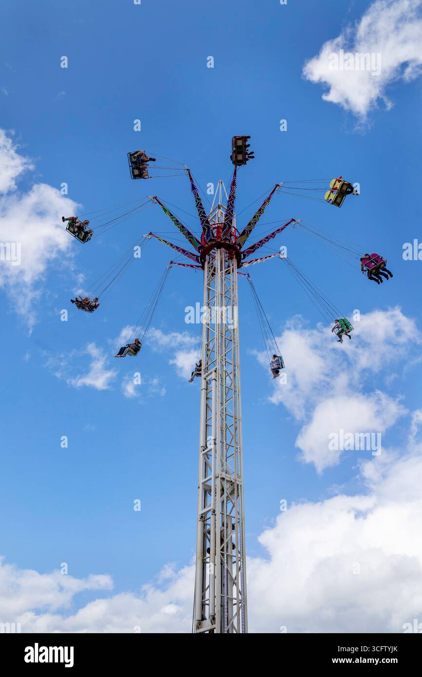 Sky swing amusement park ride at Whitby Regatta Stock Photo