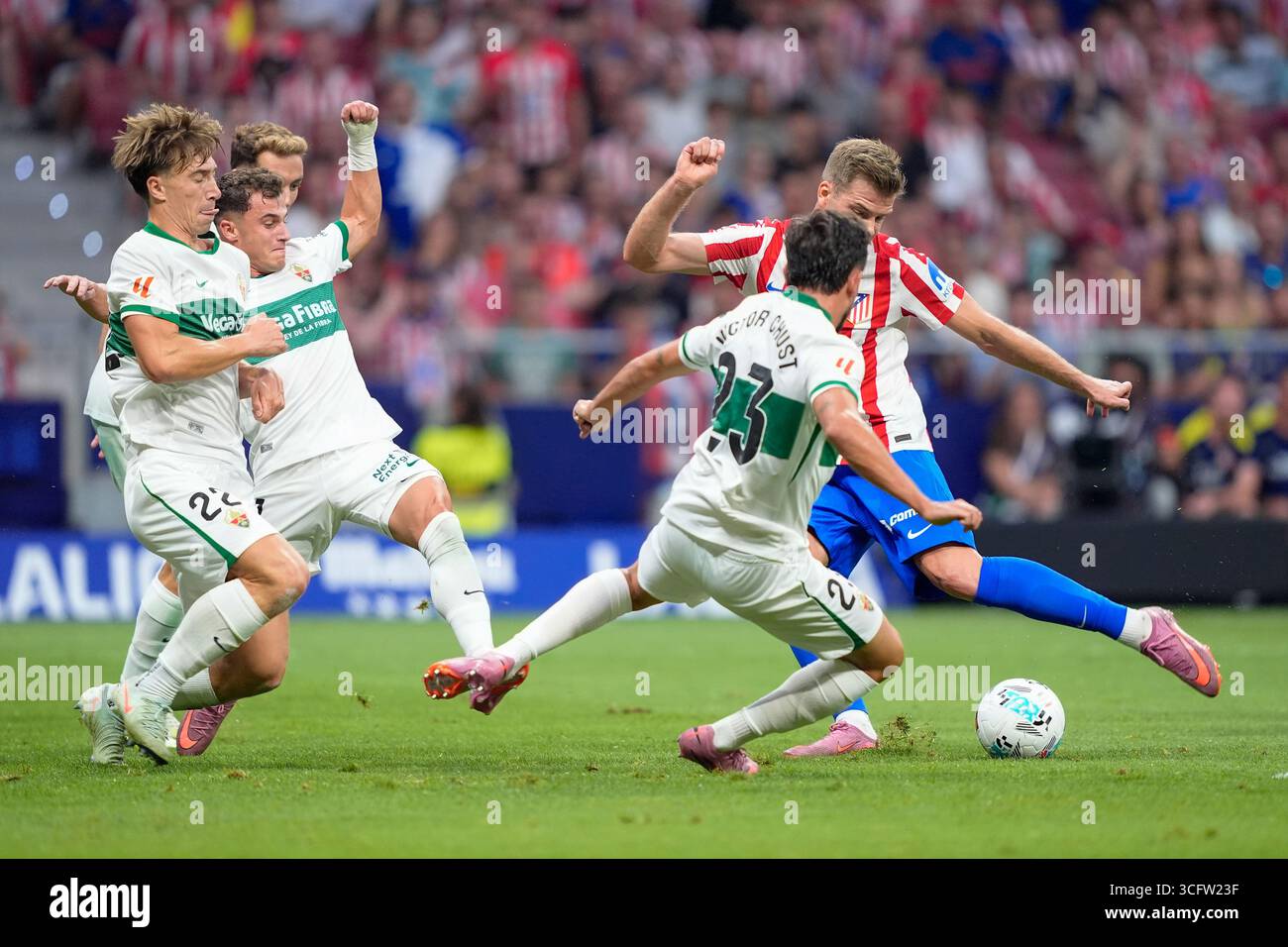 Alexander Sørloth of Atlético de Madrid in action during the La Liga EA ...