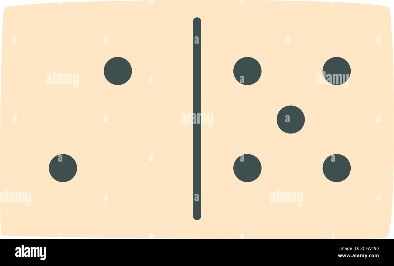 Simple Flat Black Domino Tile Stock Vector