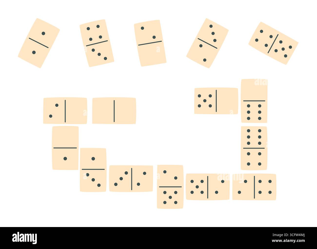 Flat Cartoon Domino Game Sticker Stock Vector