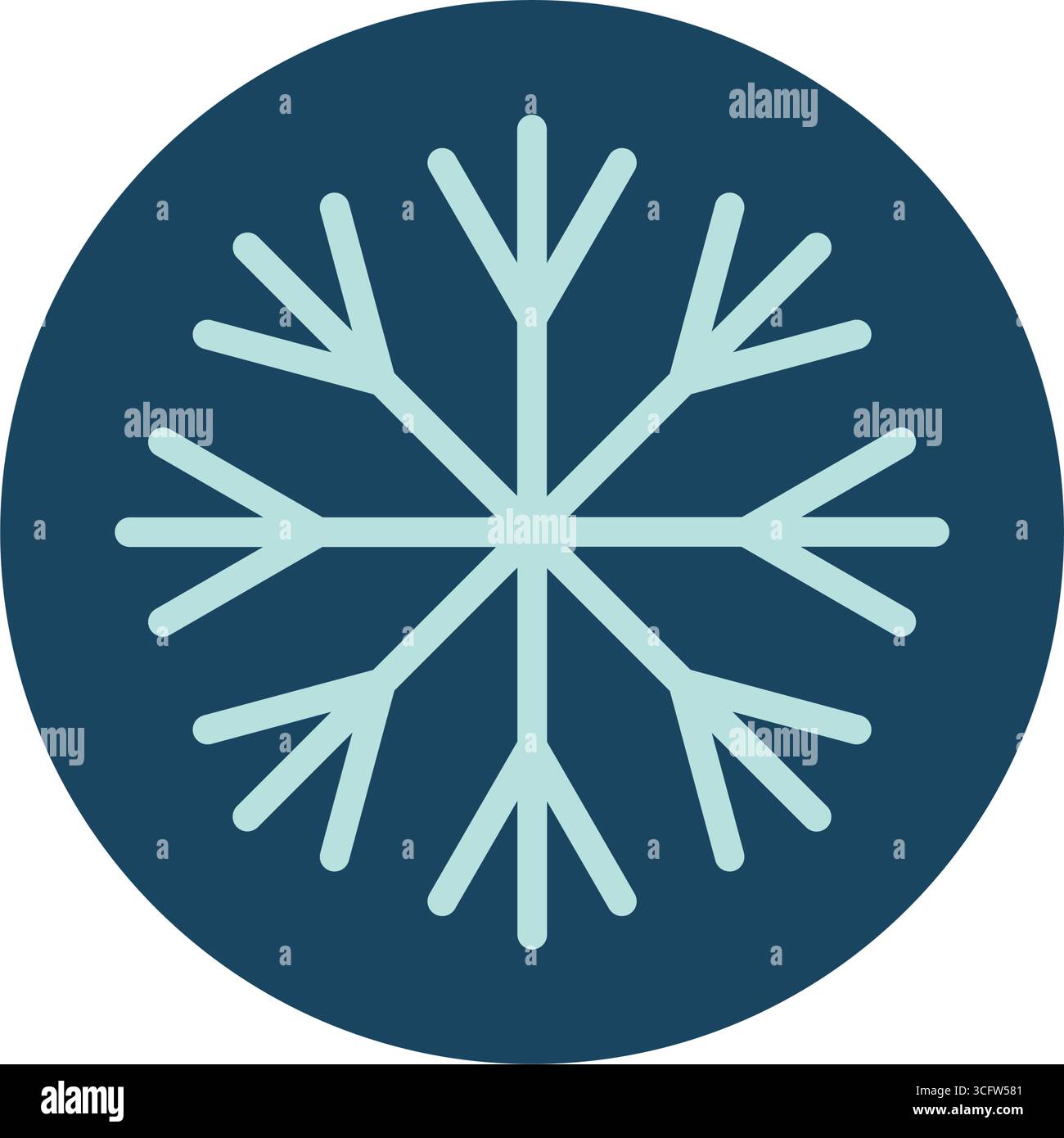 Round Blue Sticker With Snowflake Symbol Stock Vector