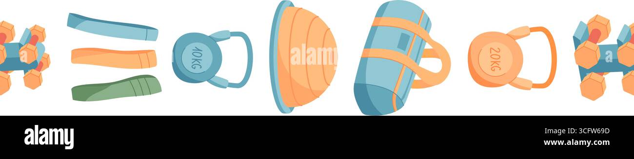 Colorful Seamless Gym Border Pattern Stock Vector