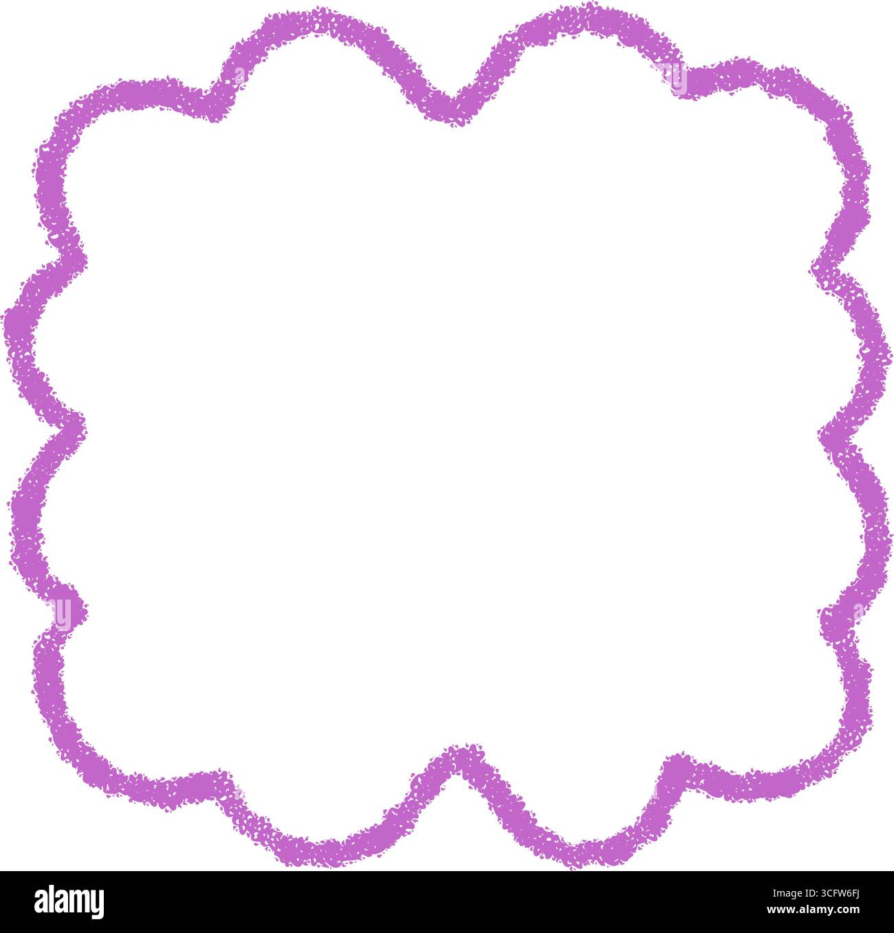 Groovy Scallop Crayon Wavy Rectangle Border Stock Vector
