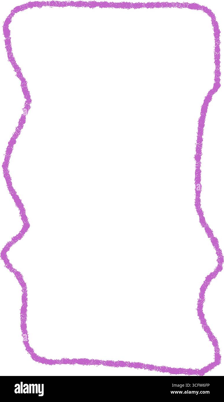 Purple Chalk Squiggle Rectangle Outline Frame Stock Vector