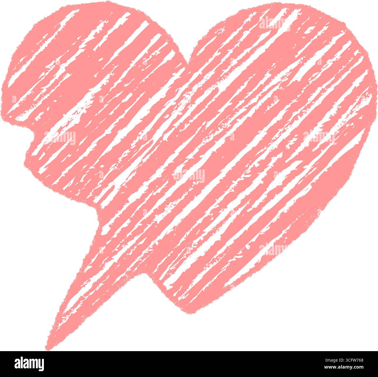 Pink Crayon Squiggle Heart Speech Bubble Stock Vector