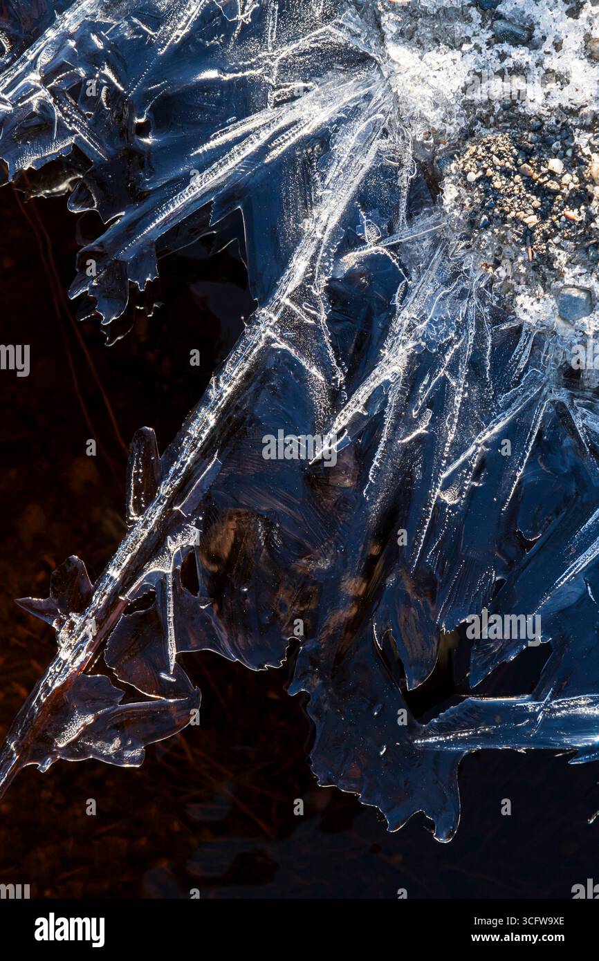 North America; United States; Alaska; Spring; Ice; Stream; Patterns Stock Photo