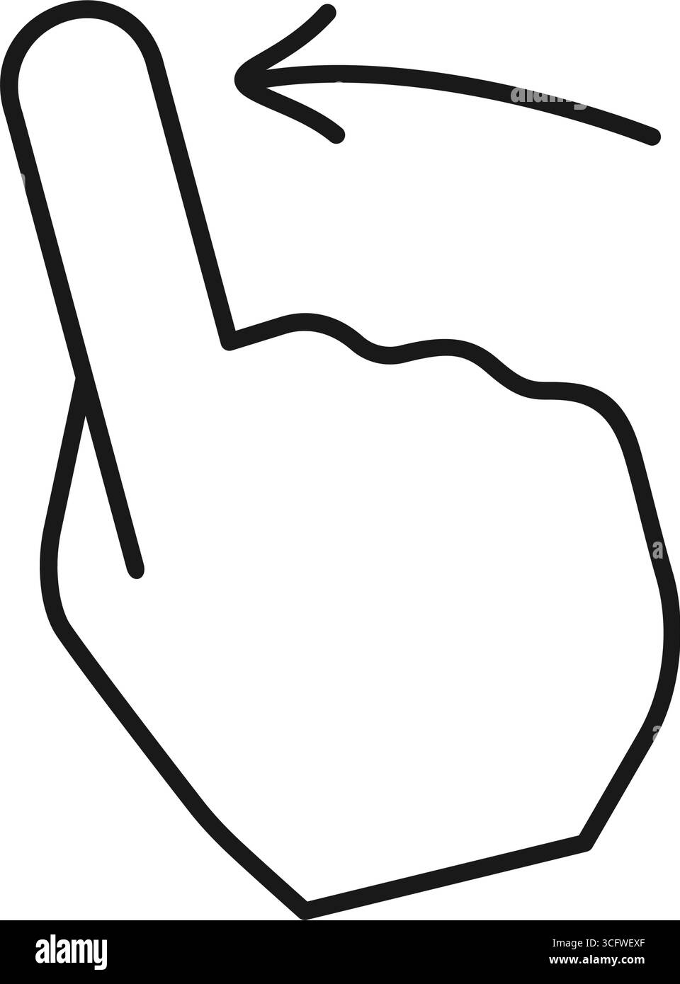 Pointer finger and arrow for swipe left cursor gesture icon outline ...
