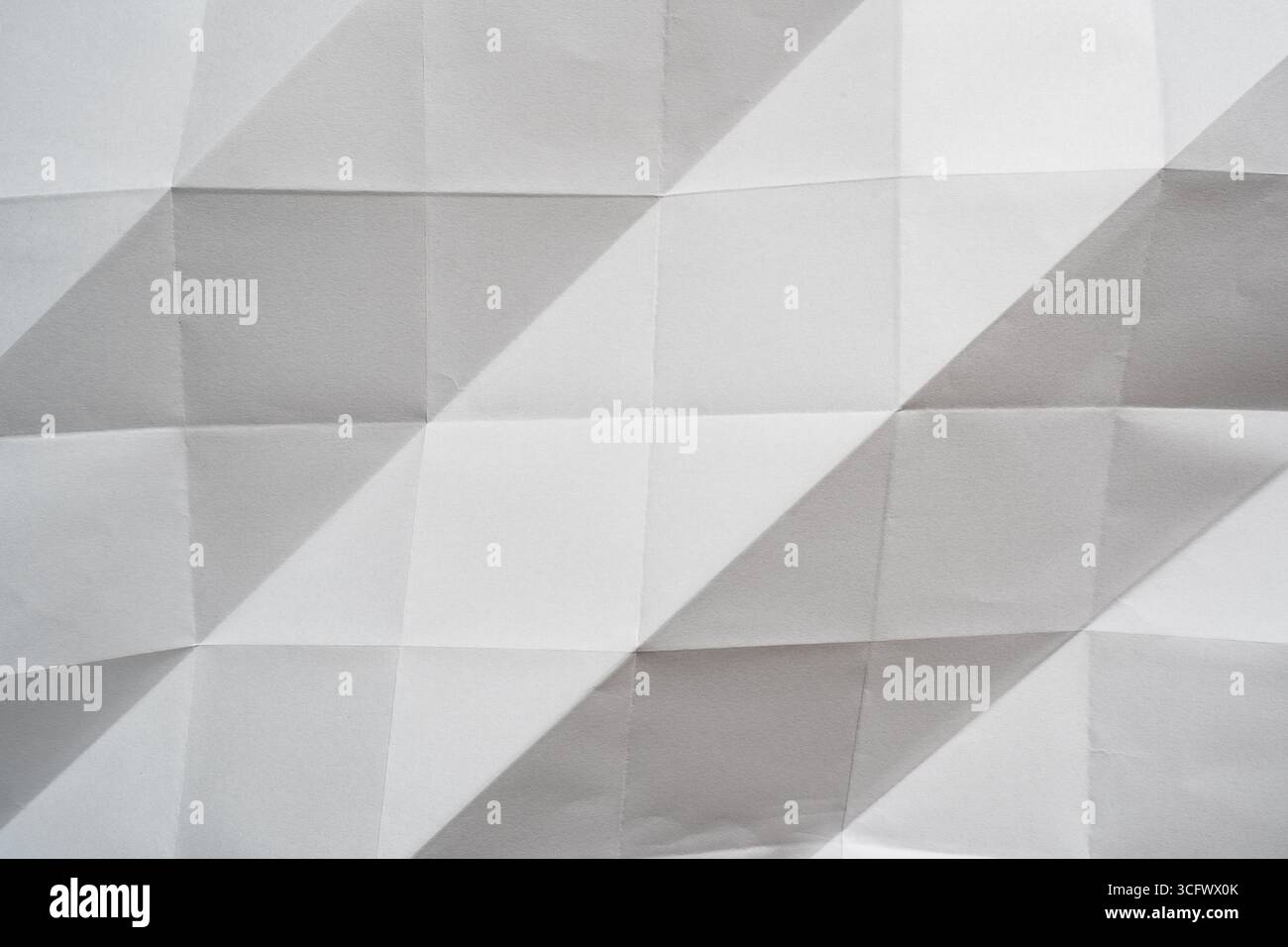 White paper texture with Horizontal, Vertical and Diagonal folded lines Stock Photo