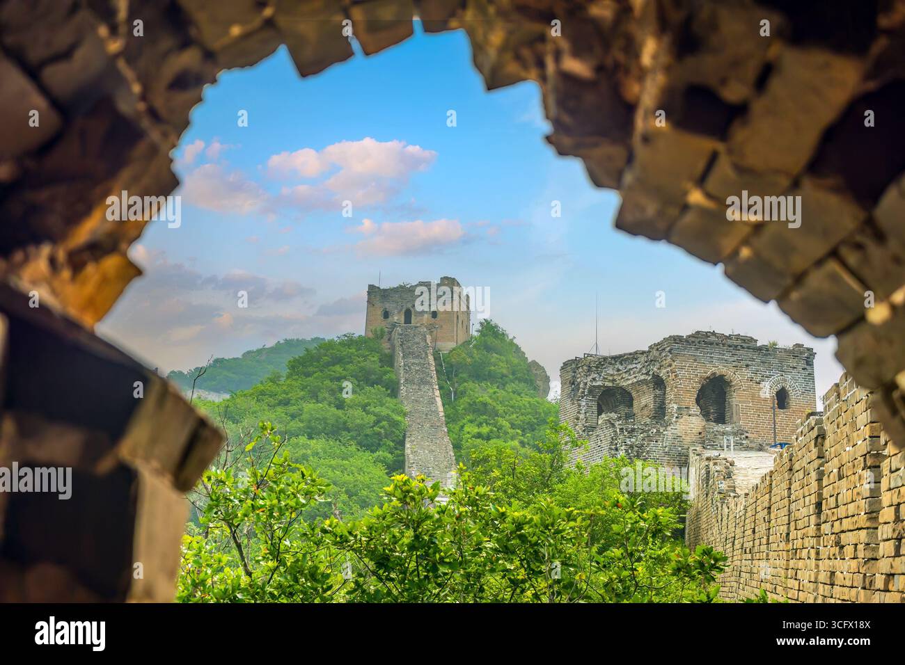 Simatai Great Wall in Beijing, China at sunset Stock Photo
