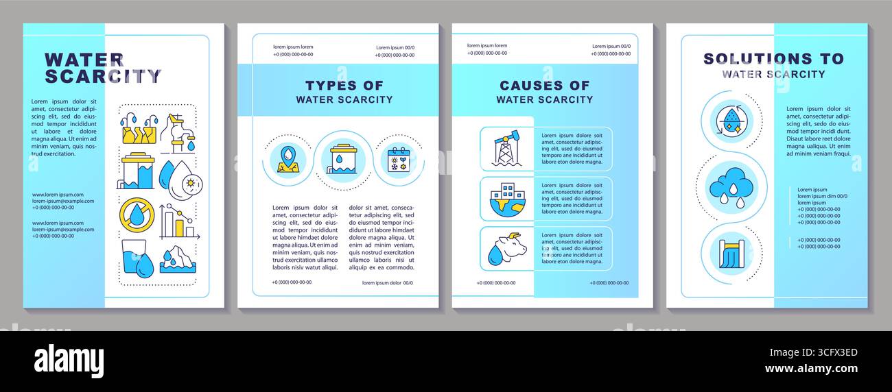 Water scarcity blue brochure layout Stock Vector Image & Art - Alamy