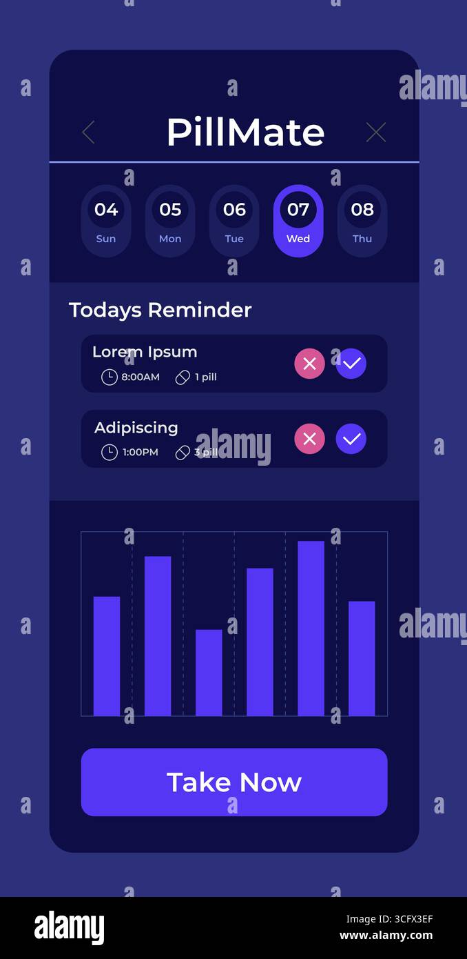 Pill reminder dark slide chart Stock Vector