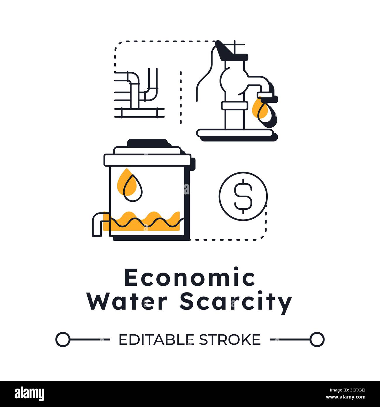 Economic water scarcity modern linear concept icon Stock Vector