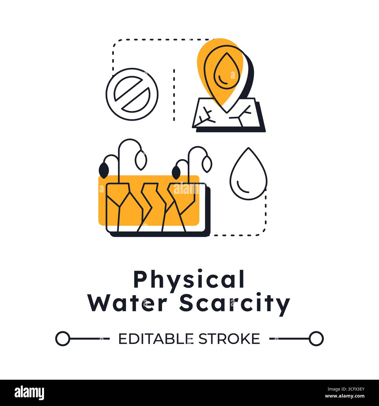 Physical water scarcity modern linear concept icon Stock Vector