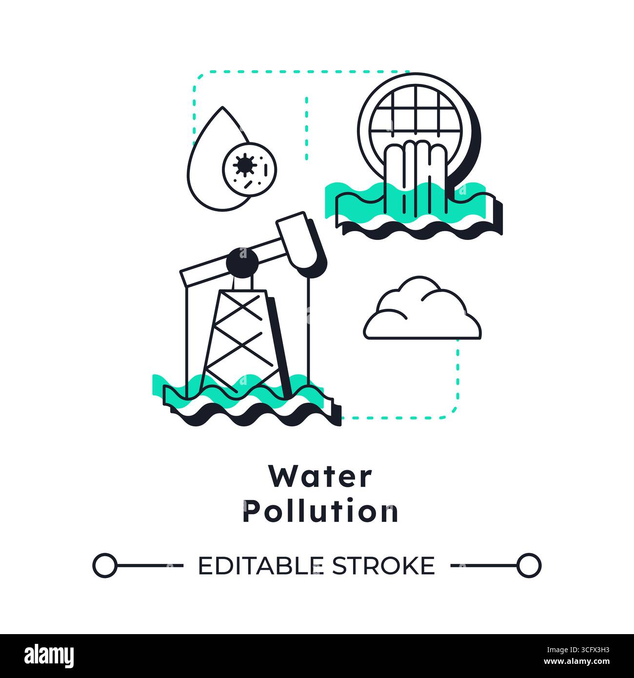 Water pollution modern linear concept icon Stock Vector