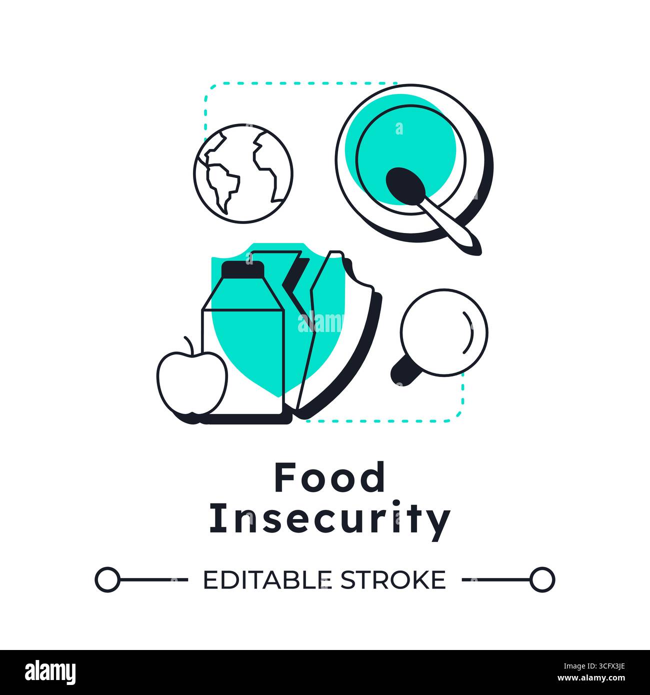 Food insecurity modern linear concept icon Stock Vector