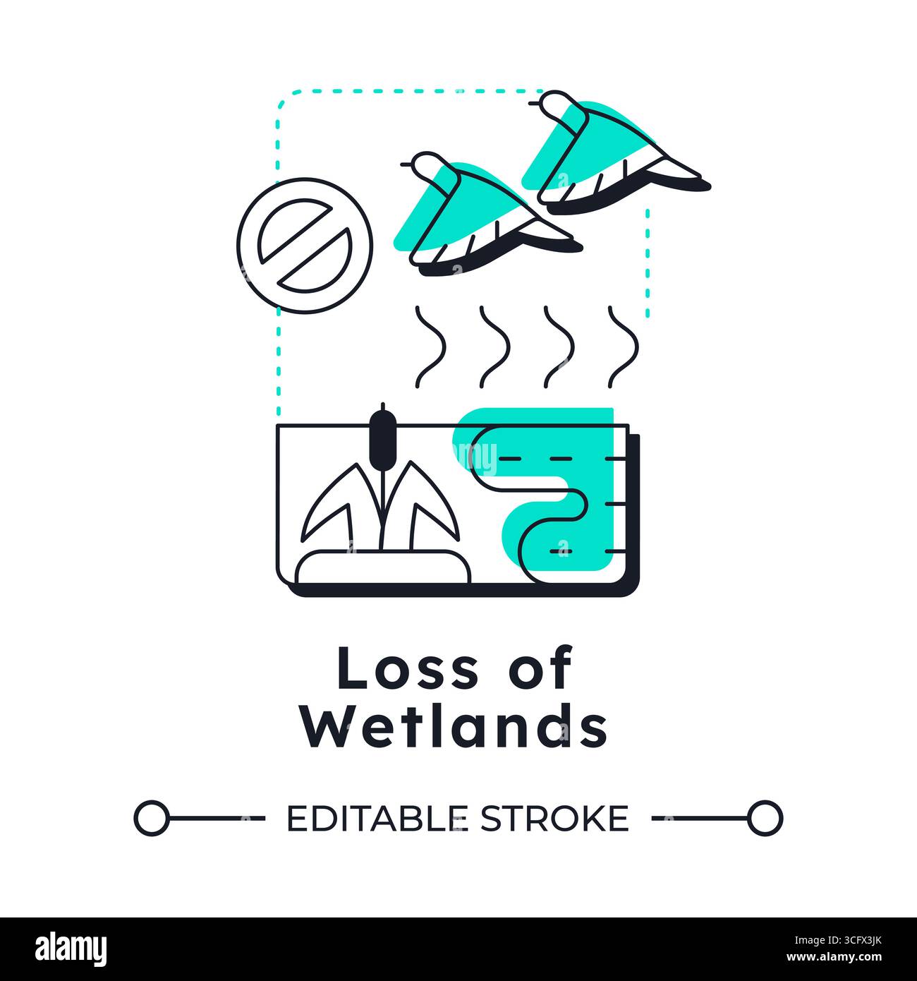 Loss of wetlands modern linear concept icon Stock Vector Image & Art ...