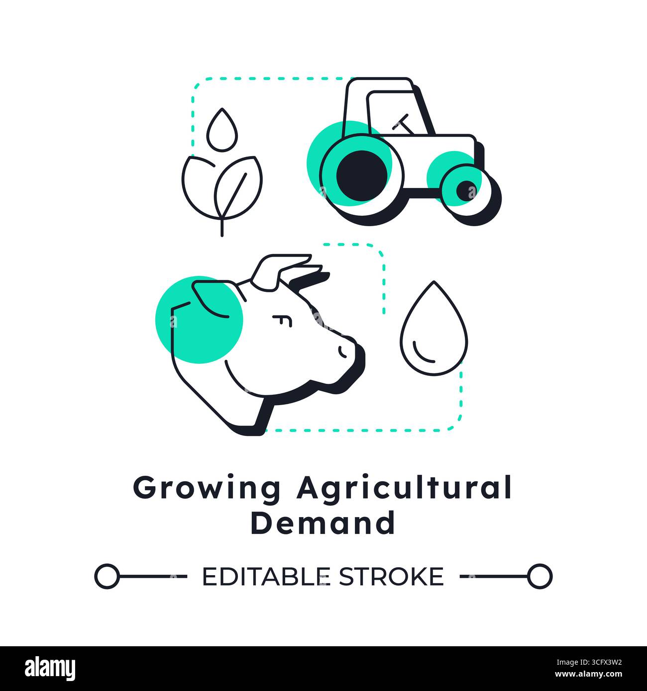 Growing agricultural demand modern linear concept icon Stock Vector
