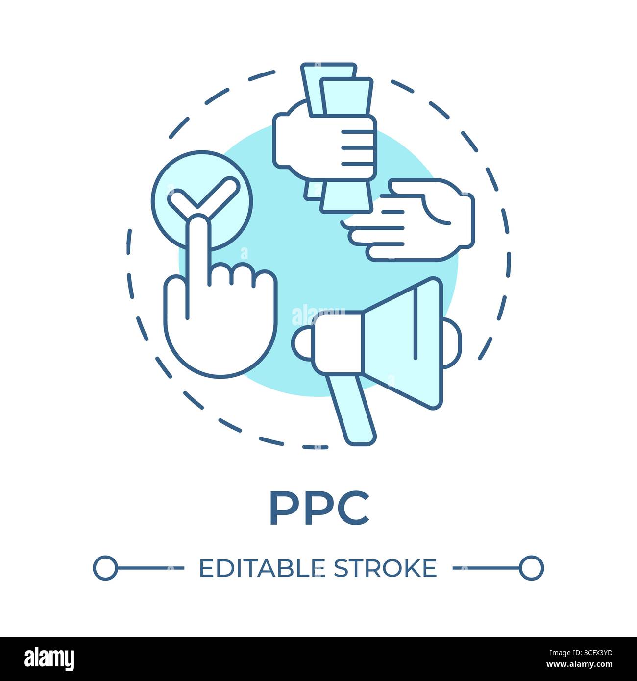 PPC soft blue concept icon Stock Vector